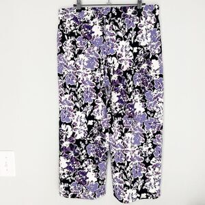 J. Jill Medium Petite Floral Cropped Wide Leg Stretch Knit Pull‎ On Pants Spring
